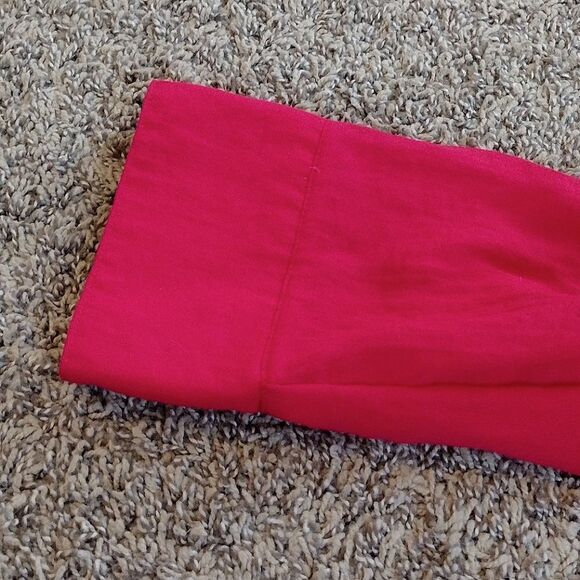 Fridaze Women's Size Small 100% Linen Solid Red Flowy Blouse Button up Top - Picture 10 of 11